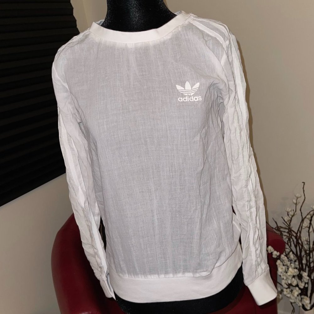 Adidas Sheer White Crewneck Sweatshirt - Picture 5 of 8